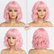 thumbnail image 5 of Short pink wig for women pink wig with bangs medium length synthetic, 5 of 5