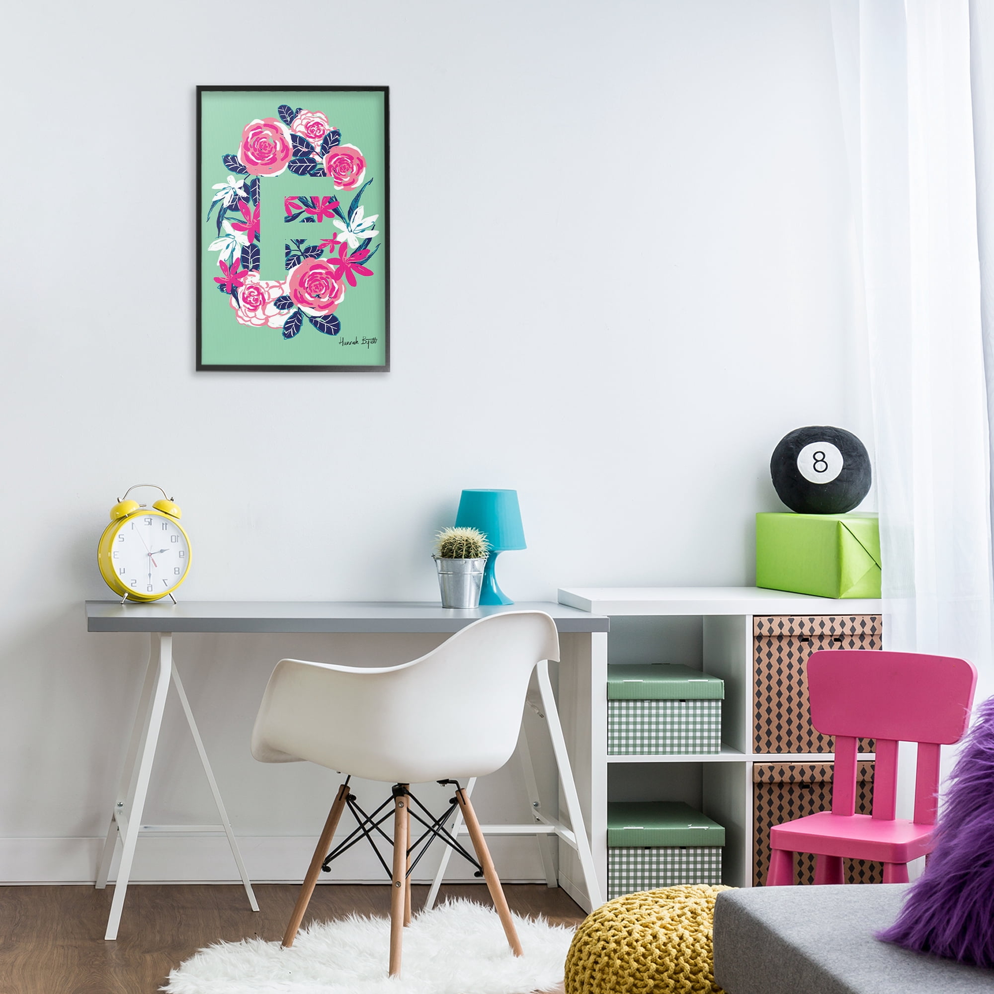 Stupell Industries Floral Bloom Letter F Botanical & Floral Painting Black Framed Art Print Wall Art, 16 x 24