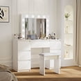 thumbnail image 5 of Vastcury White Vanity Tables with Mirror and Lights, Modern Makeup Vanity Set with Drawers for Bedroom, 5 of 6