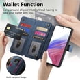 thumbnail image 5 of Designed For Samsung Galaxy A24 4G Flip Phone Case,[Card Slots] [Zipper Pocket] [Ring Holder] [RFID Blocking],PU Leather Flip Folding Kickstand,Shockproof Wallet Phone Case,Blue, 5 of 7