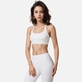 thumbnail image 3 of Active Women's Seamless Ribbed Sports Bra with Scoop Neck and Wide Straps - Medium, White, 3 of 7