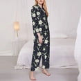 thumbnail image 3 of Picia Lilies Flowers Pattern Women’s Long-Sleeve Sleepwear Set - Soft 2-Piece Loungewear with Pockets, Comfy PJs for Relaxing Nights-Small, 3 of 7