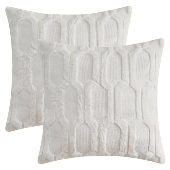 Unique Bargains Solid Color Plush Throw Pillow Covers White 18" x 18"