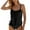Black, variant on Women's Solid Color Cami Casual Pleated Chiffon Tank Top 2 Piece Tankini Bathing Suit (Blue, L)