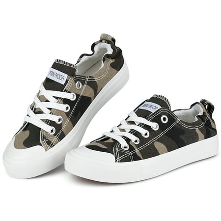 JENN ARDOR Canvas Shoes Sneakers for Women Low Top Slip On Casual Comfortable Walking Flats