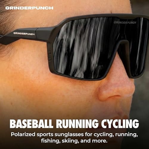 Grinderpunch Polarized Sports Sunglasses Cycling Baseball Running Ski Softball Fishing Pickleball Glasses Men Women - Black