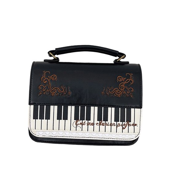 Vintage Piano Keyboard Pattern Crossbody Bag for Women,PU Leather Top‑Handle Shoulder Bag, Fashion Handbag for Commute, Shopping and Daily Use