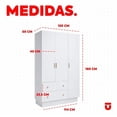 thumbnail image 2 of Ropero Utilia 3 Puertas 2 Cajones Barra Colgador Led Blanco, 2 of 2