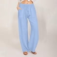 thumbnail image 2 of Diufon Wide Leg Pants for Women Cotton Linen Drawstring Waist Pant Summer Casual Loose Trousers with Pockets, 2 of 5