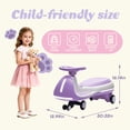 thumbnail image 7 of 12V 2-in-1 Electric Wiggle Car for Kids Ages 3-8, Ride On Toy with Bluetooth, LED PU Wheels, Wide Foot Platform, 66 lbs, Purple, 7 of 7