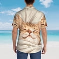 thumbnail image 6 of Balery Sleeping Cat In Blanket Print Men's Hawaiian Shirts Short Sleeve Beach Shirt Relaxed Fit Vacation Button Down Shirts-Small, 6 of 9