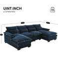 thumbnail image 2 of 110" U Shaped Couch, 6-Seat Cloud Modular Sectional Sofa with Pillows & Armrest, Chenille Upholstered Modular Sofa with Double Chaise Lounge, Grey Sofa Sectionals for Living Room, 2 of 8