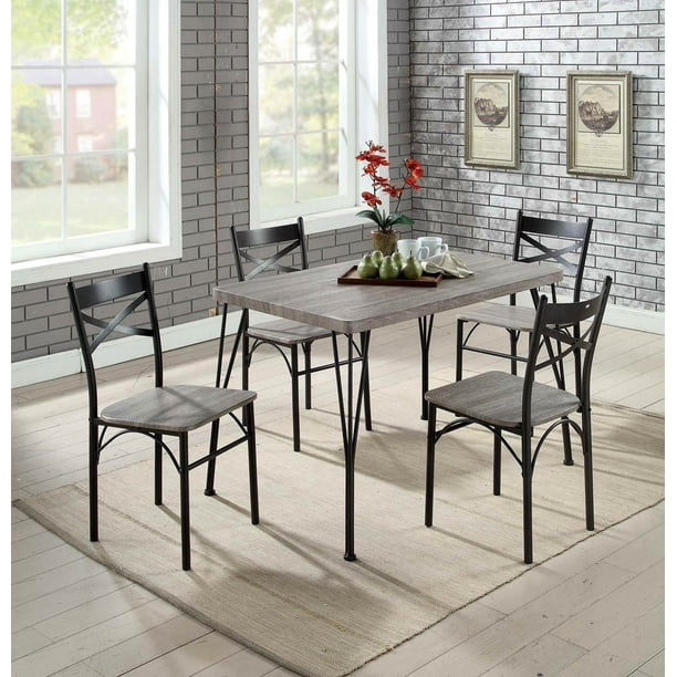 Furniture of America Palmer Industrial 5 Piece Dining Set  Natural Tone Walmart com Walmart com