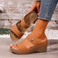 thumbnail image 3 of Heels for Women Solid Color Orthopedic Wedge Sandals Antislip Slip on Platform Walking Shoes Fashion Casual Slides Brown Size 6.5, 3 of 7