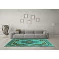 thumbnail image 3 of Ahgly Company Indoor Round Oriental Turquoise Blue Industrial Area Rugs, 3' Round, 3 of 4