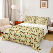 jejeloiu Cute Mallard Duck Queen Sheet Sets,Rustic Animals Bed Set For Men Women 4pcs