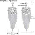 thumbnail image 2 of LAICAIW Silver Rhinestone Crystal Bridal Chandelier Long Tassels Dangle Earrings for Wedding, 2 of 5