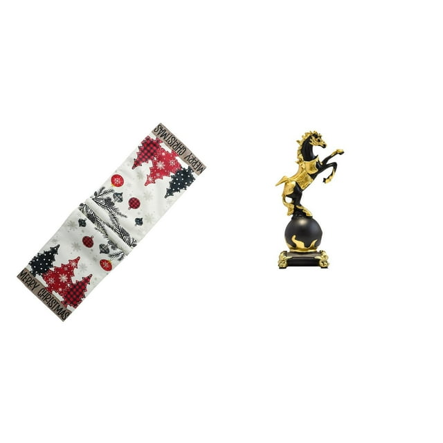 Camino de mesa navideño,Camino de mesa navideño de temporada para cocina de invierno,Figura de escritorio,Estante de estatua de caballo para escritorio,oficina,decoración del hogar,Figura