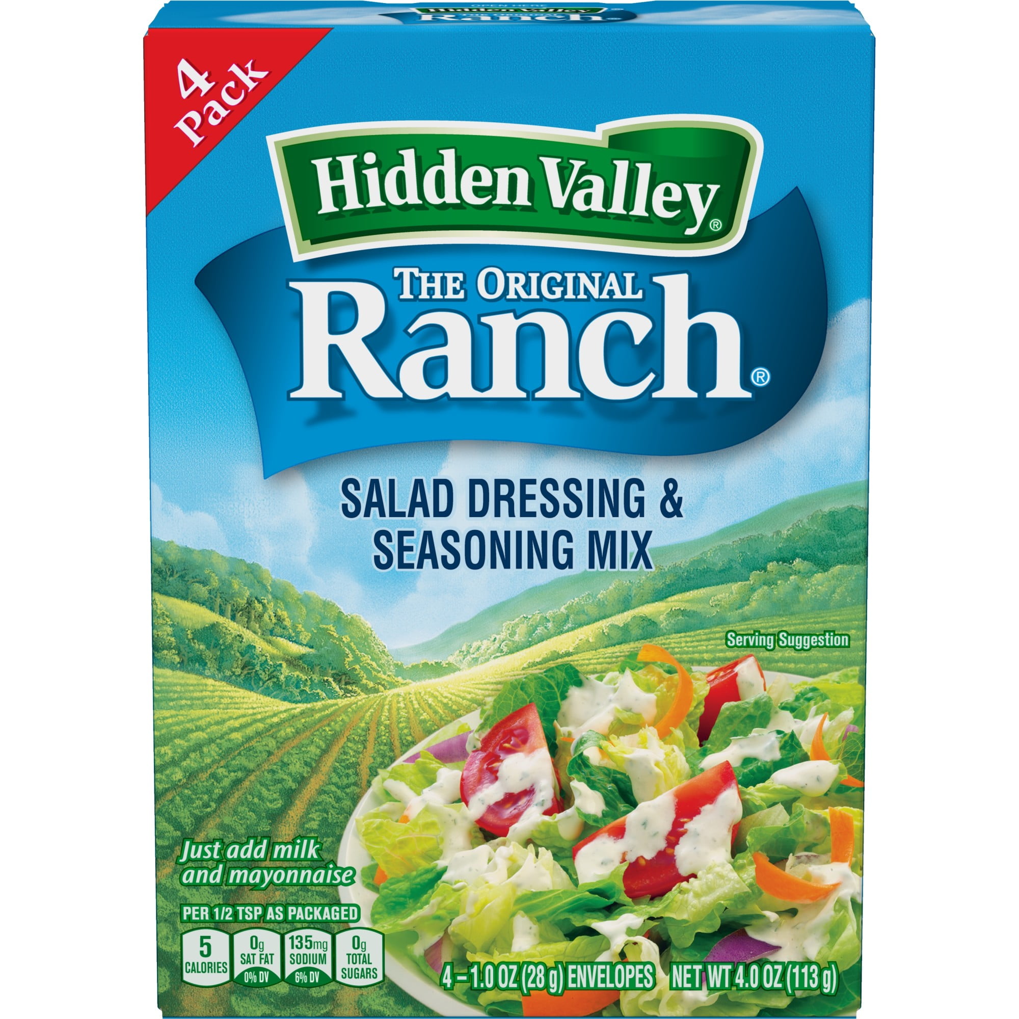 Hidden Valley Original Ranch Salad Dressing Seasoning Mix Gluten Free Keto Friendly 4 Packets Walmart Com Walmart Com