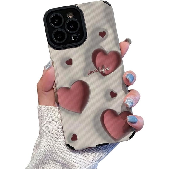Love Heart Personality Anti-Slip Silicone Soft Case for Women Girls Compatible with iPhone Case (iPhone 14 Plus)