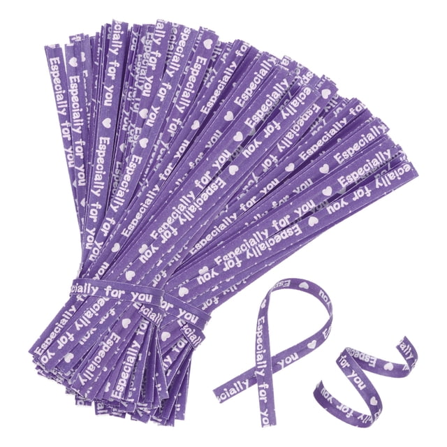 1400 Paquete de Ataduras de Papel Kraft, 9cm/ 3.5 Pulgadas Ataduras de Pan de Color Púrpura/Blanco