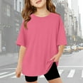 thumbnail image 2 of Gunia Shirts for Teens Girls Kids Short Sleeve T Shirts Summer Oversized Tops Casual Crewneck Basic Tees,Hot Pink 7-8 Years, 2 of 6