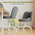 thumbnail image 5 of Romorgniz Adjustable Vanity Chair with Backrest Teddy Velvet Swivel Desk Chair with Wheels, Space-Saving Makeup Computer Chair, Grey, 5 of 8