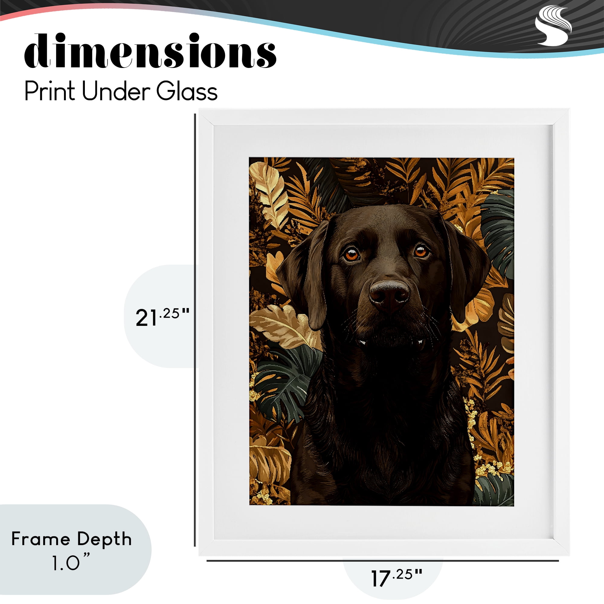 Stupell Industries Labrador with Golden Leaves White Framed Print Under Glass, design by Creative Studio