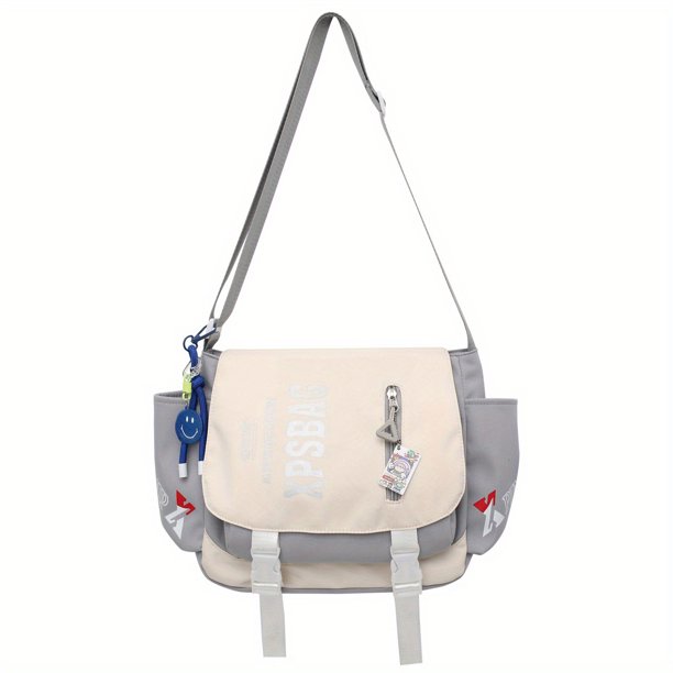 Zipper Nylon Shoulder Bag, Adjustable Buckle Flap Crossbody Bag, Large Capacity Shoulder Bag For School Work Outdoor
