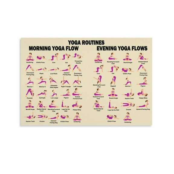 Yoga Poses Poster Yoga Beginner Workout Chart Home Fitness Decor