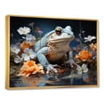 thumbnail image 2 of Designart "Abstract Blue Frog Impression I" Frogs & Toads Floater Framed Wall Art Living Room, 2 of 5