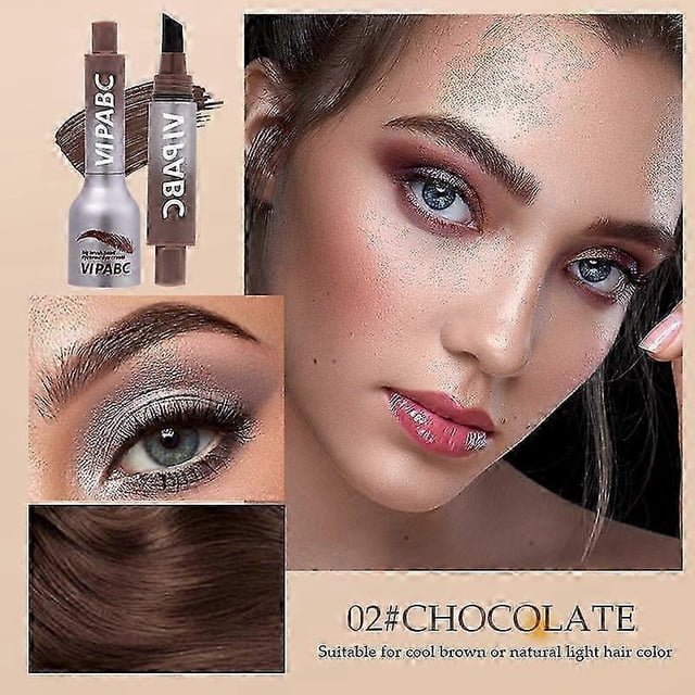 Lápiz para cejas con base de aire y tinte en crema para cejas VIPABC Press Air Cushion, multiusos, color chocolate