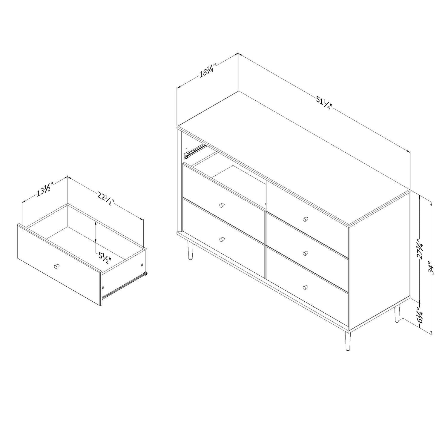 Bureau double 6 tiroirs de la collection Dylane South Shore