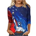 thumbnail image 5 of Hvyesh Independence Day Deals Women's 3/4 length Sleeve Tops American Flag Graphic T Shirts Summer Patriotic Shirt Casual 4th of July Tunic T Shirt, 5 of 5