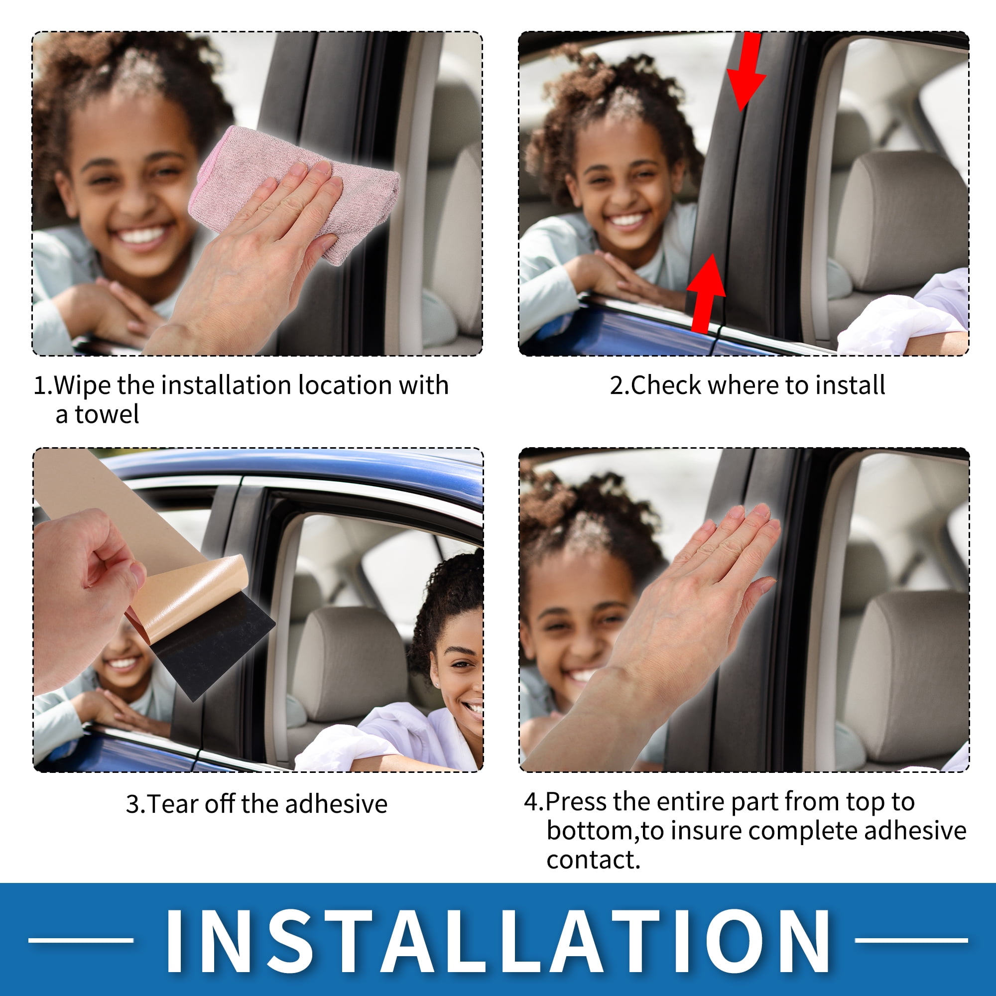 Unique Bargains 6Pcs Door Pillar Window Trim Anti Scratch Sticker for Ford Focus 2012-2019