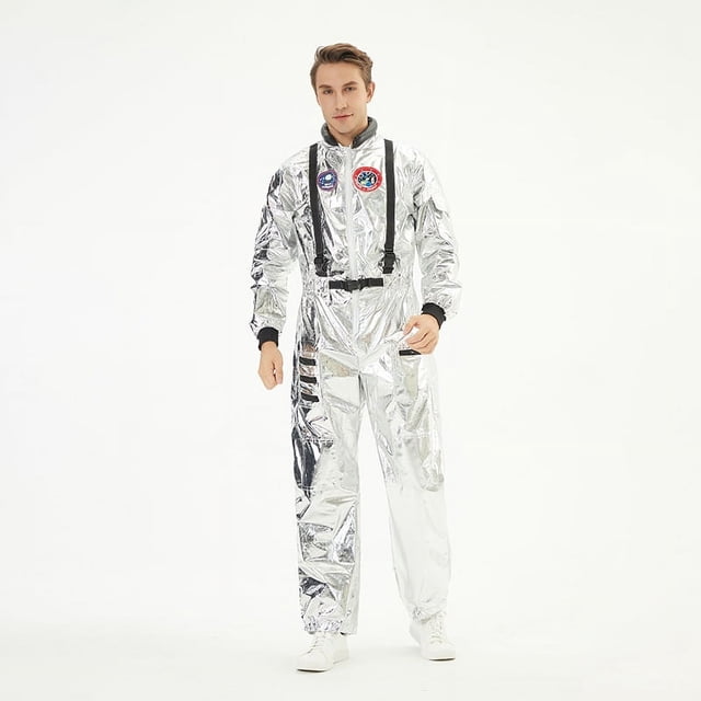 Costume Cosplay Astronaute Argenté Hommes Femmes Costume d'Astronaute Combinaison Spatiale Costume de Fête Carnaval Halloween