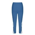 thumbnail image 5 of Womens Capri Leggings with Floral Lace High Waist Stretch 3/4 Crop Pull on Pants Summer Casual Beach Capris, Blue-A 3XL, 5 of 7