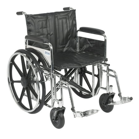 Drive Medical Sentra Extra Heavy Duty Wheelchair, Detachable Full Arms, Swing away Footrests, 22" Seat
