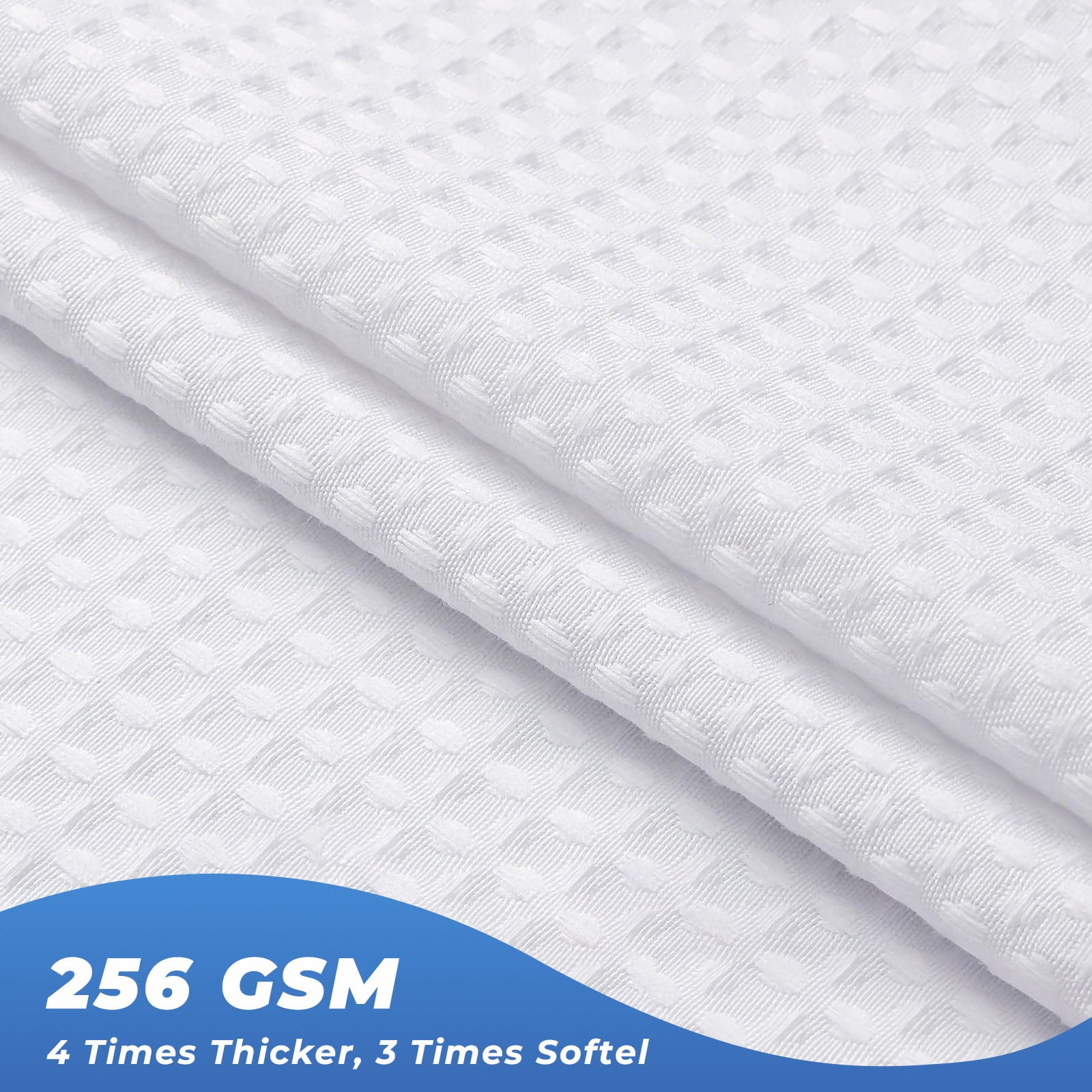 TURKIO Heavyweight Waffle Weave Fabric Shower Curtain,Water Repellent Hotel Grade Bathroom Curtain,White,72" x 96"