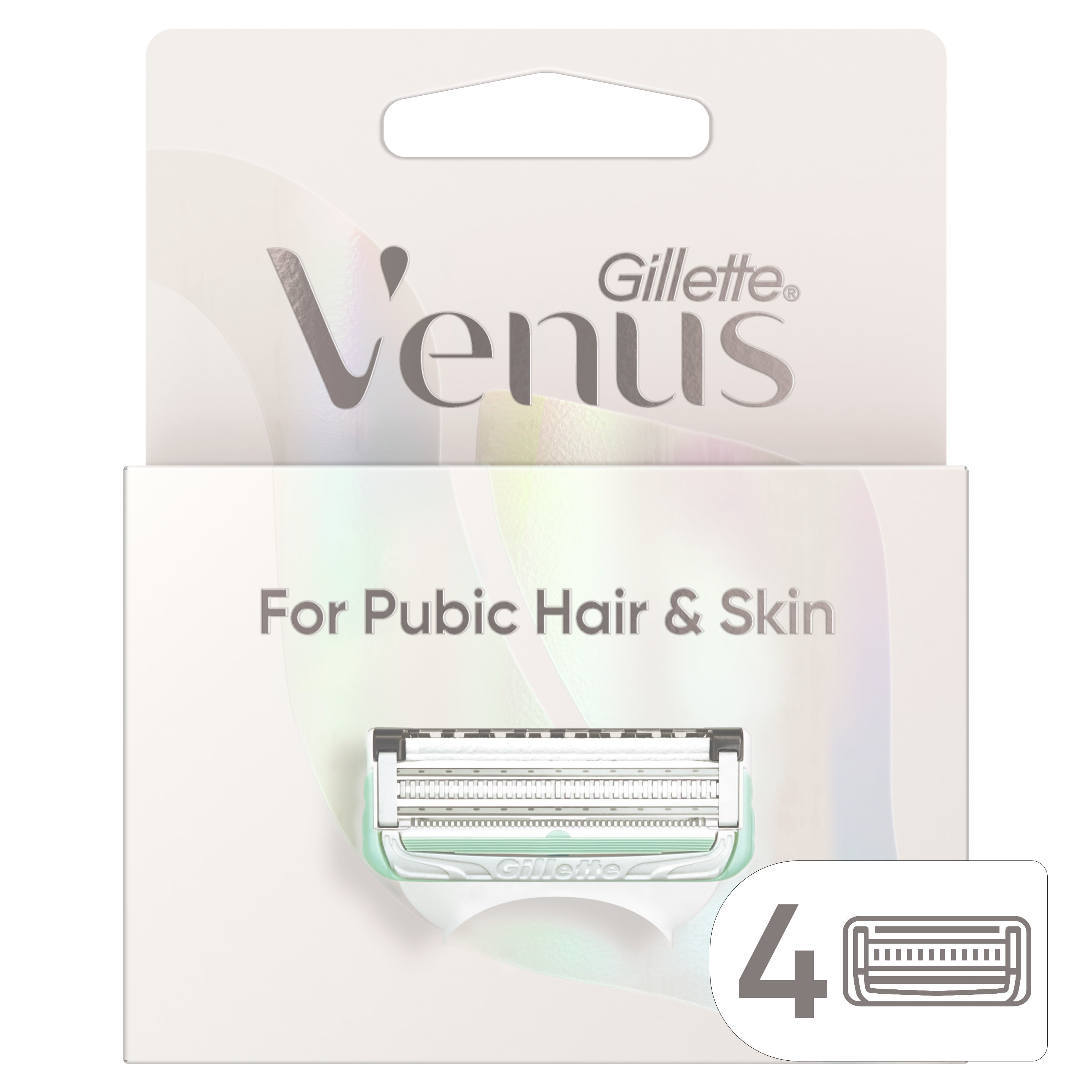 Gillette Venus for Pubic Hair and Skin, Women's Razor Blades, 4 Refills