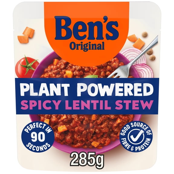 Bens Original Plant Powered Spicy Lentil Stew Vegan Ready Meal 285g, Imported from Britain