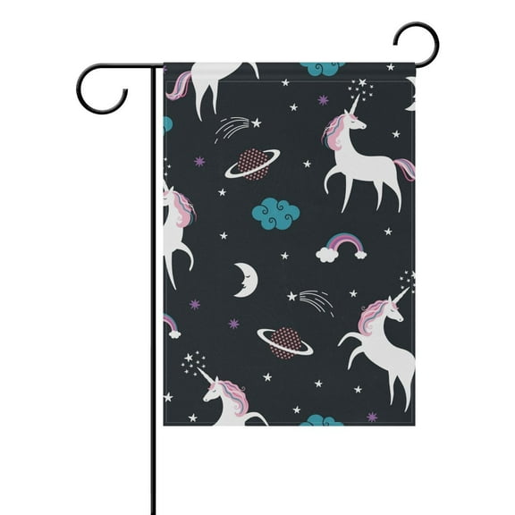 POPCreation Unicorns Fairy Tale Background Polyester Garden Flag Outdoor Flag Home Party Garden Decor 28x40 inches