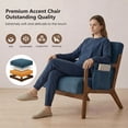 thumbnail image 6 of edx Accent Chair, Mid-Century Modern Arm Chair with Wood Frame, 1-Seat Cushioned Sofa for Living Room, Bedroom, Balcony, Dark Blue, 6 of 9