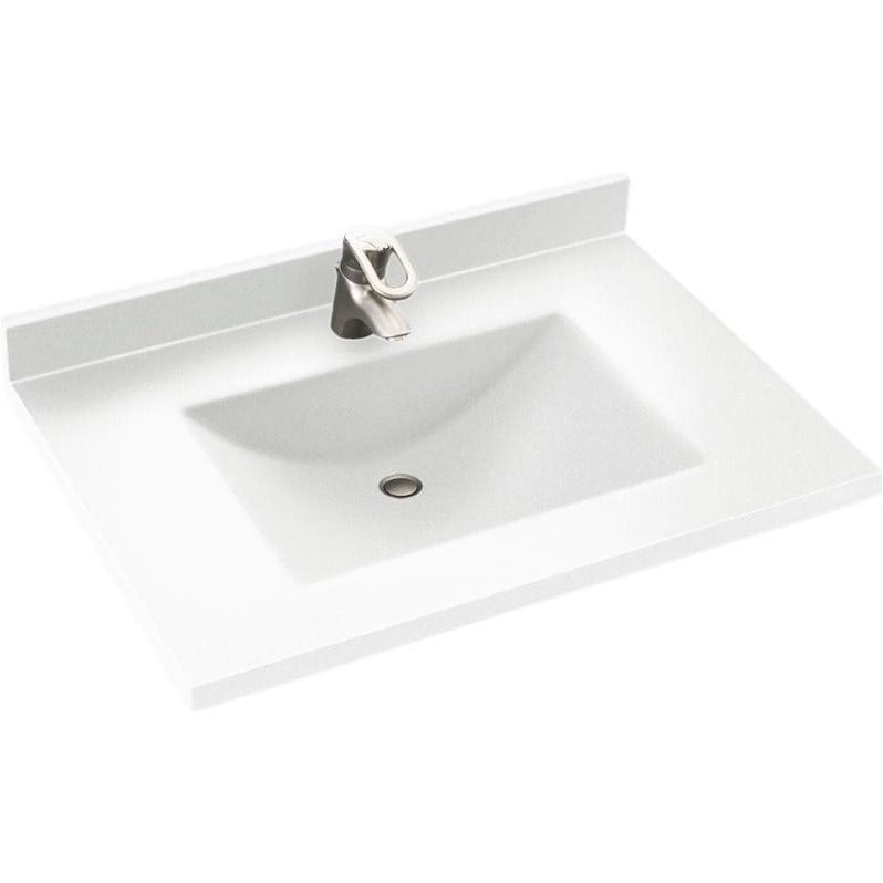 Contour 25 in. W x 22 in. D x 10-1/4 in. H Solid-Surface Vanity Top in White with White Basin