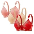thumbnail image 1 of fheaev 3Pc Front Close Bras for Women Plus Size Wirefree Support Posture No Underwire Full Coverage Bra Adjustable Shoulder Strap Comfort Push Up Lace Breathable Front Buckle Open Everyday Bras, 1 of 2