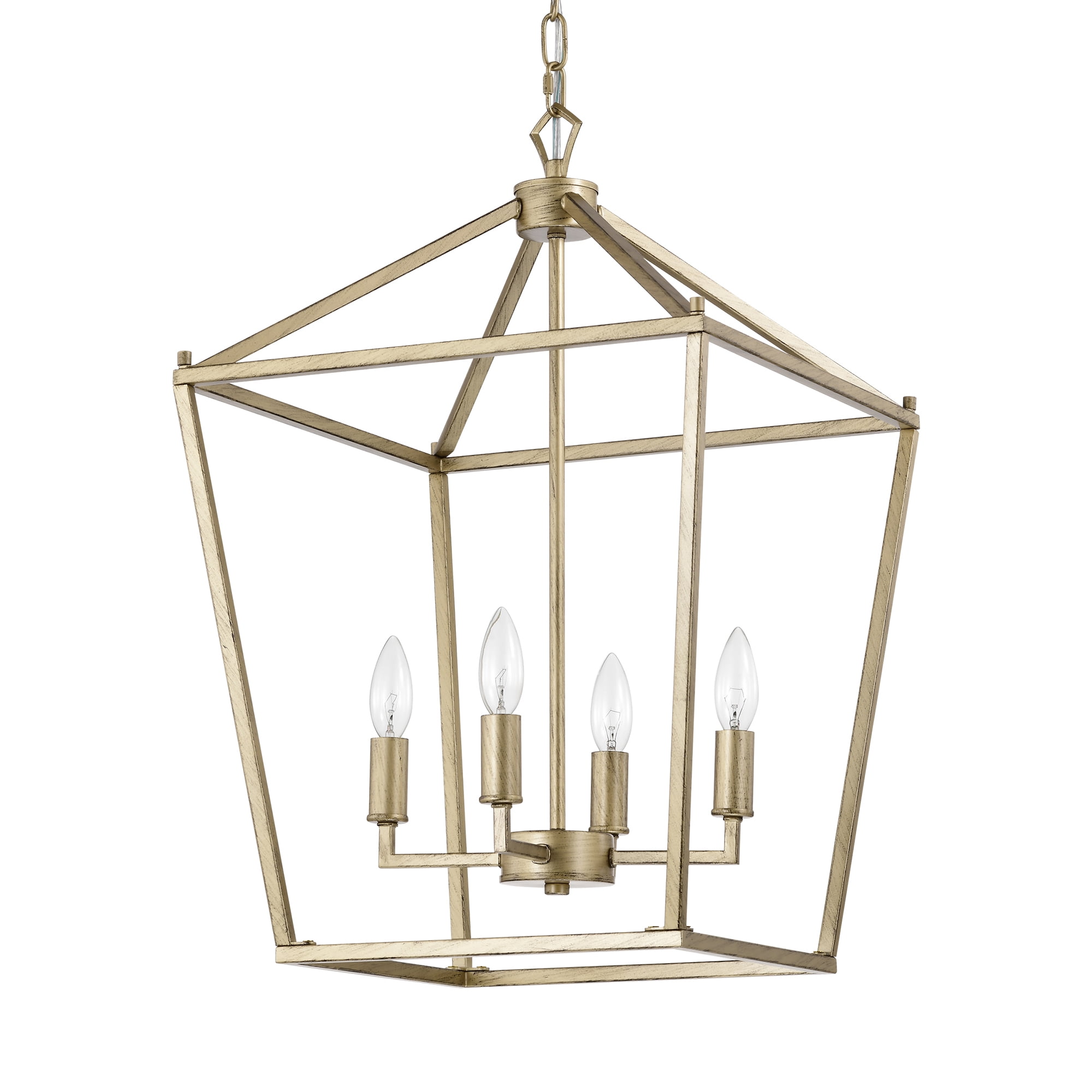Warehouse of Tiffany Buelex 4 Light 16 inch Satin Gold Lamp Post Lantern Style Iron Chandelier