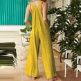 thumbnail image 4 of GaThRRgYP Women's Pants $5,Womens Fashion Summer Solid Casual Camis Pocket Sleeveless Suspender Jumpsuit, 4 of 6