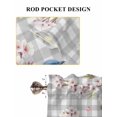 thumbnail image 6 of Birds Floral Bathroom Window Curtain, Farmhouse Country Pink Flower Leaf Grey Plaid Light Filtering Coffee Kitchen Curtains, Bedroom Living Room Curtains 2 Panel 84"x45", 6 of 6