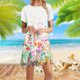 thumbnail image 1 of Puntoco Vestido De Manga Corta Para Mujer Vestido De Cuello Redondo Con Estampado Floral Blanco L,Regalos Para Mujer Joven, 1 of 6