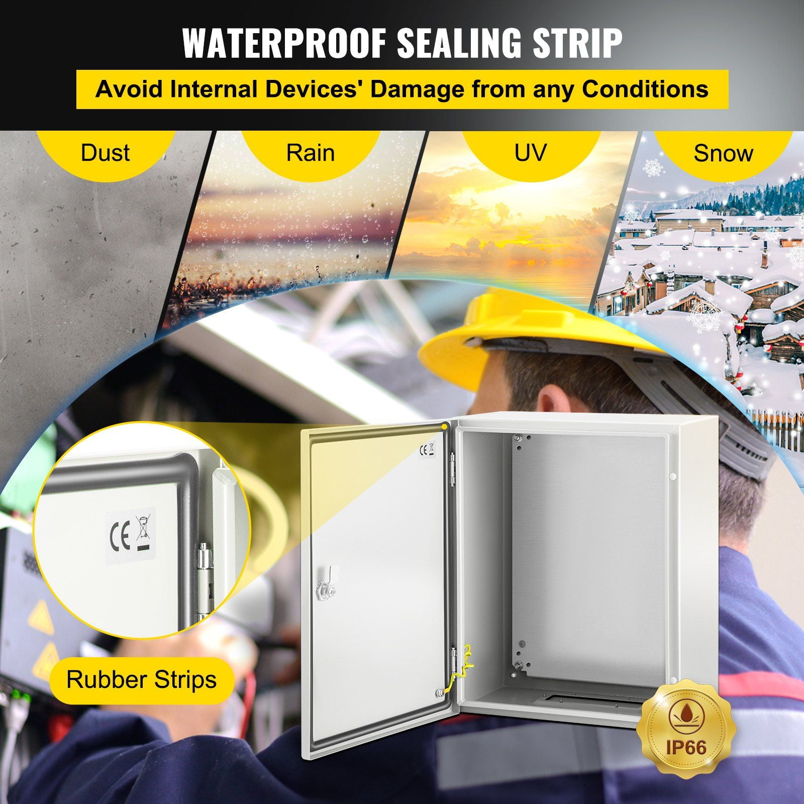 HCY NEMA Steel Enclosure, 20 x 16 x 10'' NEMA 4X Steel Electrical Box, IP66 Waterproof & Dustproof, Outdoor/Indoor Electrical Junction Box, with Mounting Plate